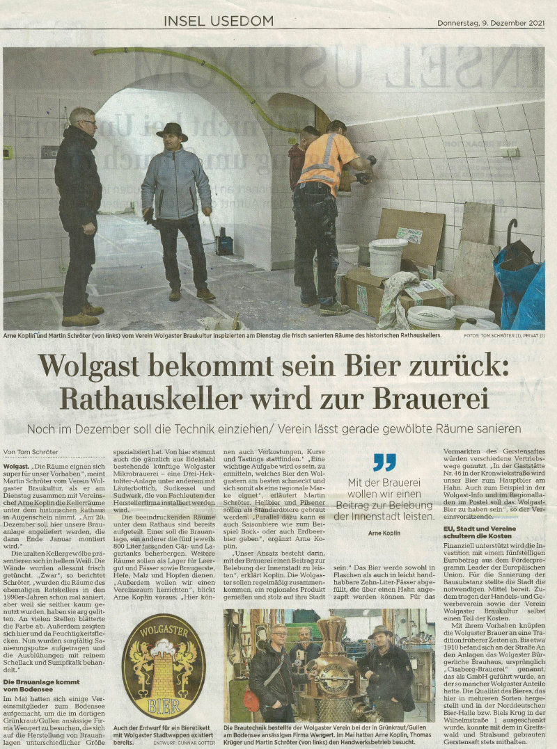 Wolgast bekommt sein eigenes Bier